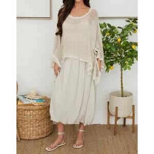 NEW M MILANO linen bubble skirt in beige